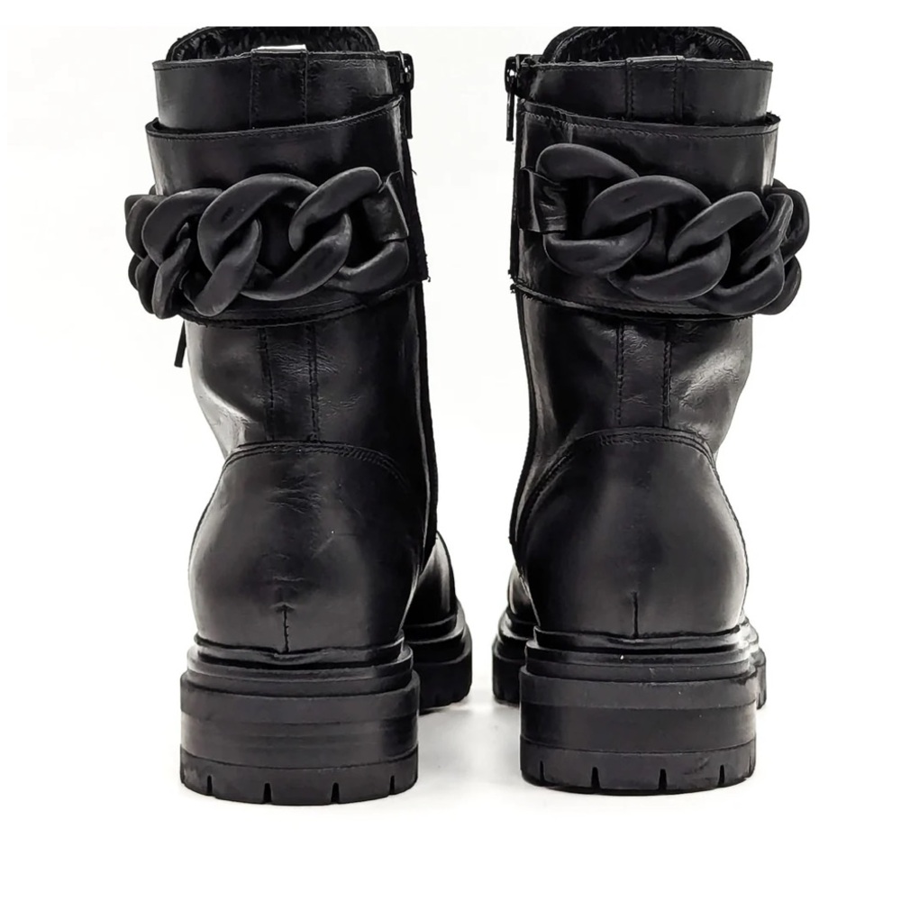 Beautiisoles Robyn Women Zoey Black Leather Lace up Combat Boots Eu37 US7 $449 - Picture 5 of 16
